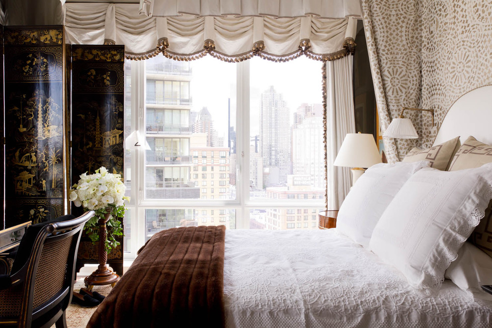 Alexa Hampton for Contemporary Bedroom with Folding Screen