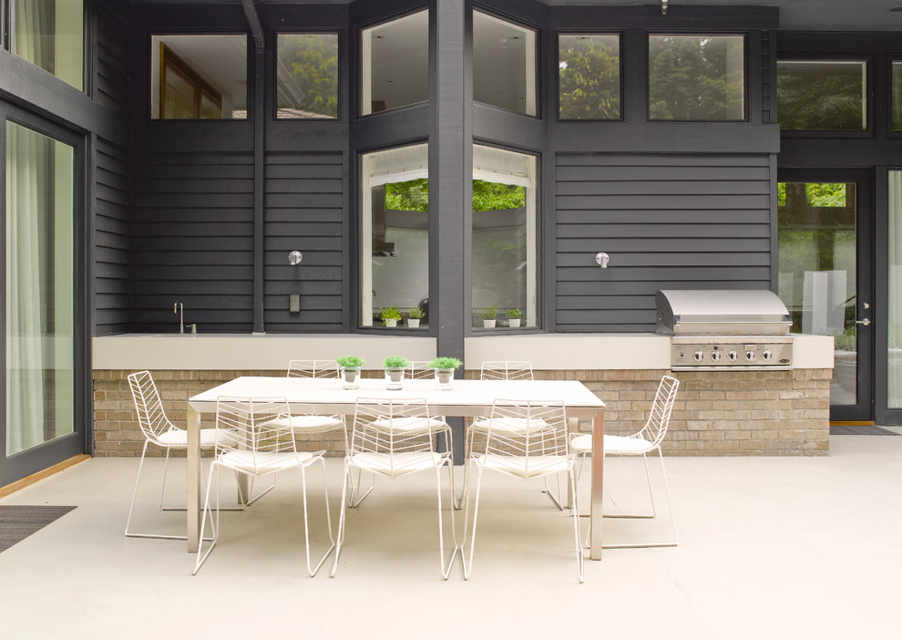 Arper Furniture for Contemporary Patio with Outdoor Barbecue
