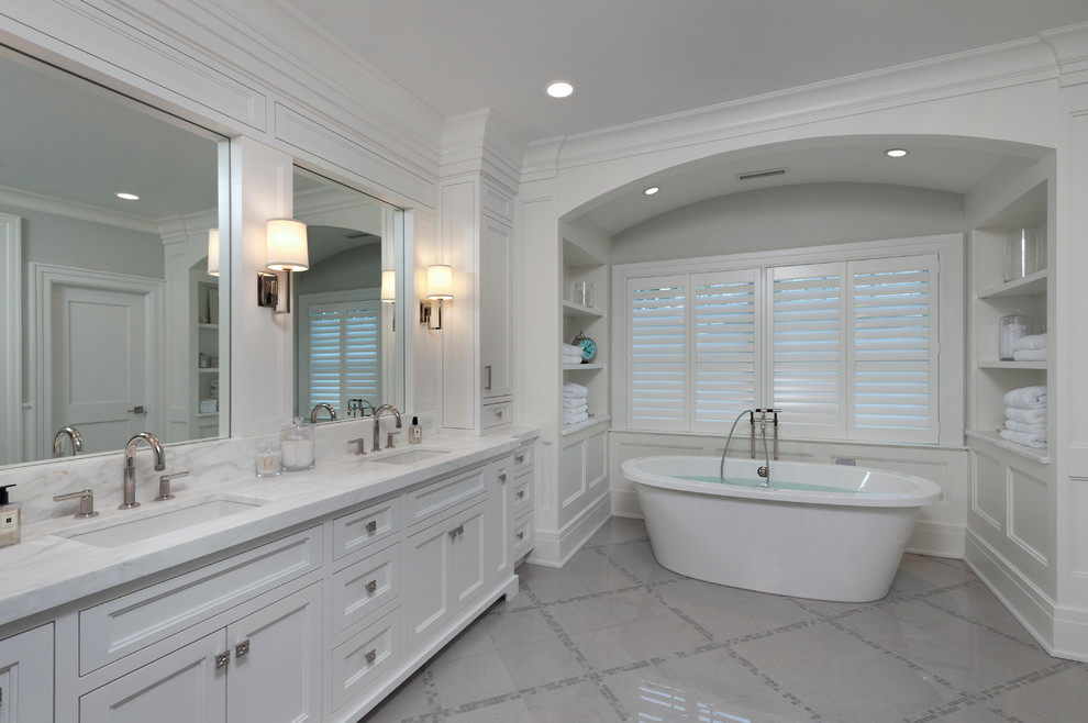 Beachside Nantucket for Transitional Bathroom with Karen Berkemeyer Home