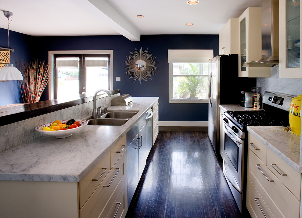 Benjamin Moore Hale Navy for Contemporary Kitchen with Ceiling Lighting