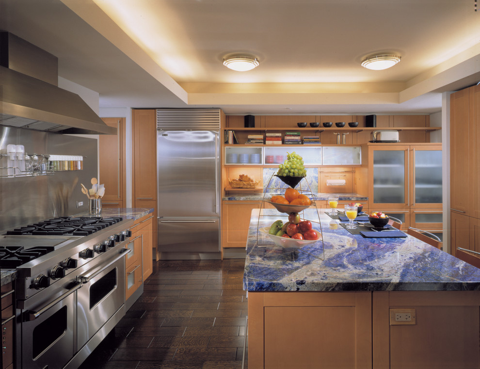 Blue Bahia Granite for Contemporary Kitchen with Gas Range