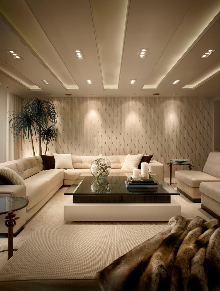 Boca Raton Movie Theater for Contemporary Living Room with Recessed Lighting