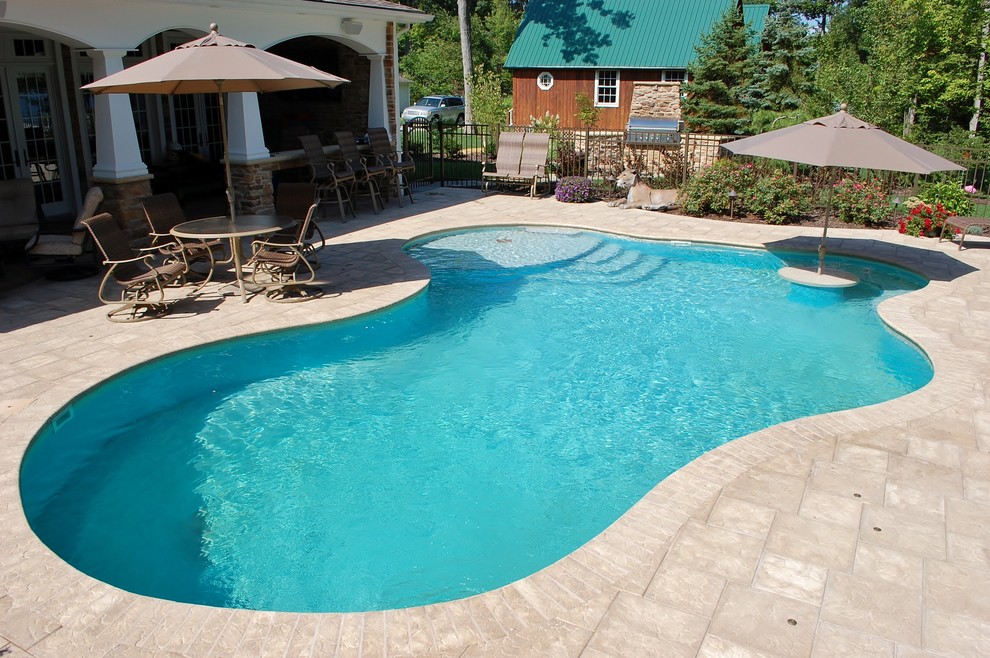 Burnett Pools for Midcentury Pool with Cuddle Cove