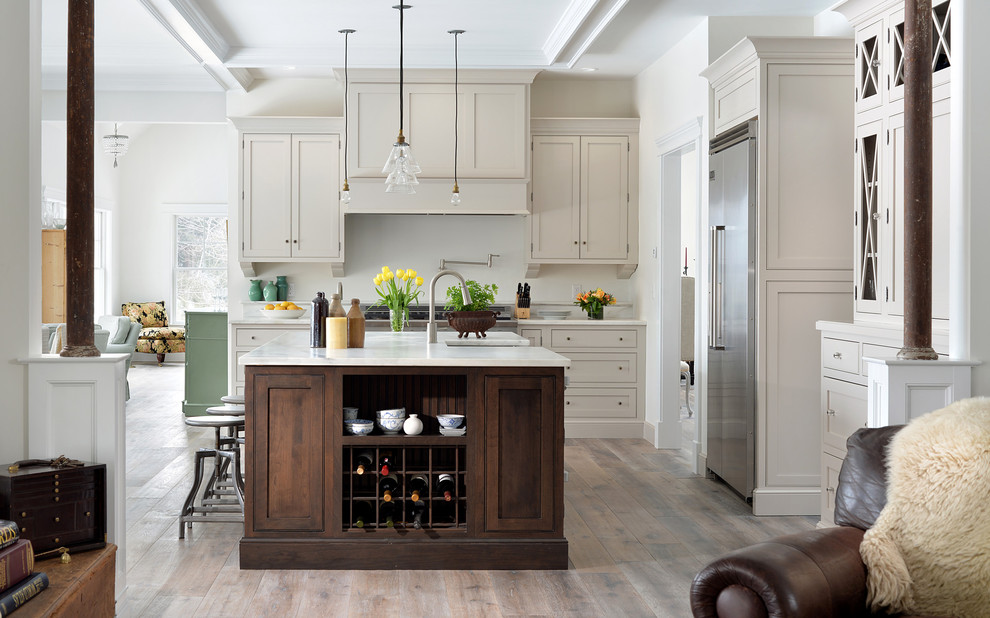 Castle Combe for Transitional Kitchen with Gray Cabinets