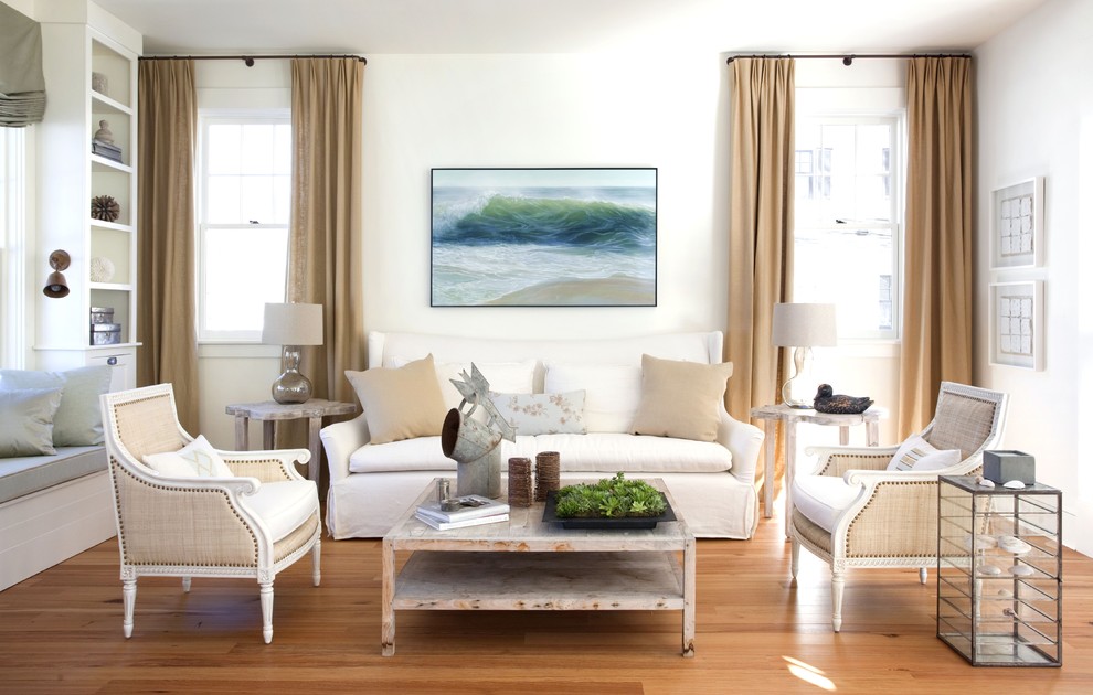Coastal Virginia Magazine for Shabby-Chic Style Living Room with Artwork