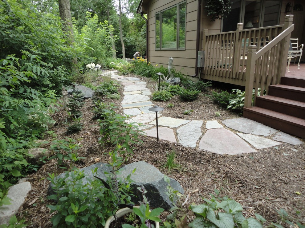 Flagstone Path for Traditional Landscape with Shade Garden