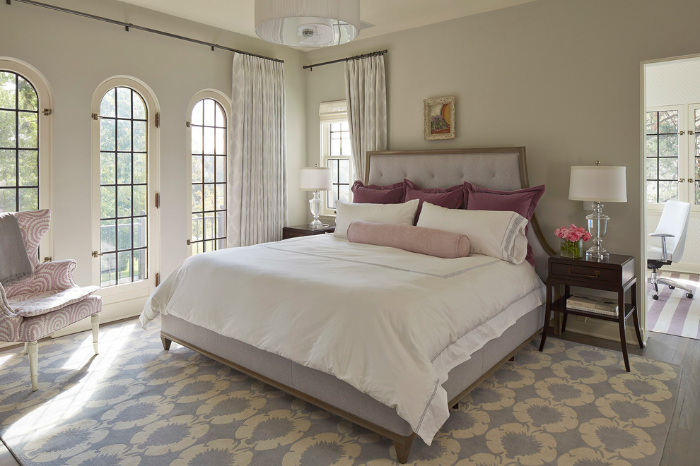Gray Owl Benjamin Moore for Transitional Bedroom with White