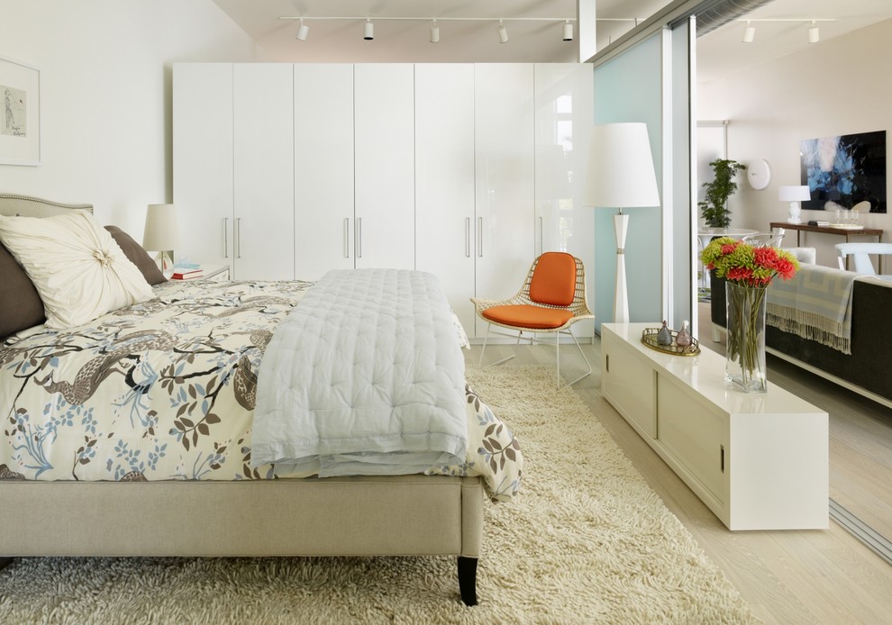 Ikea Pax Wardrobe for Scandinavian Bedroom with Room Divider