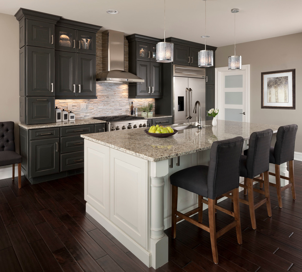 Lacy Bella Designs for Transitional Kitchen with Gray and White