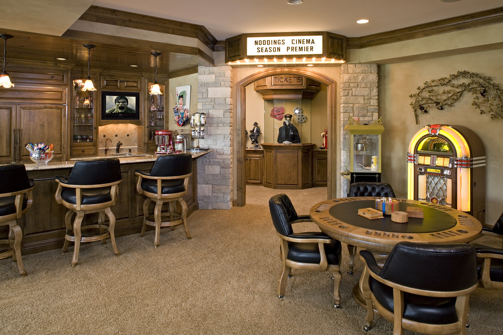 Lake Oswego Theater for Traditional Home Theater with Barstools
