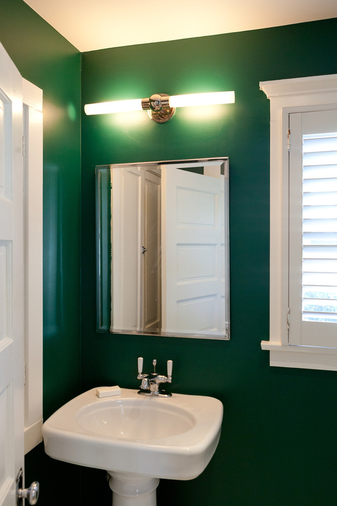 Larchmont Bungalow for Traditional Powder Room with Green