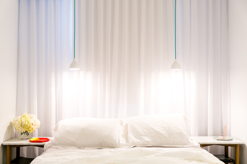 Light Bulb Depot for Contemporary Bedroom with White Curtain