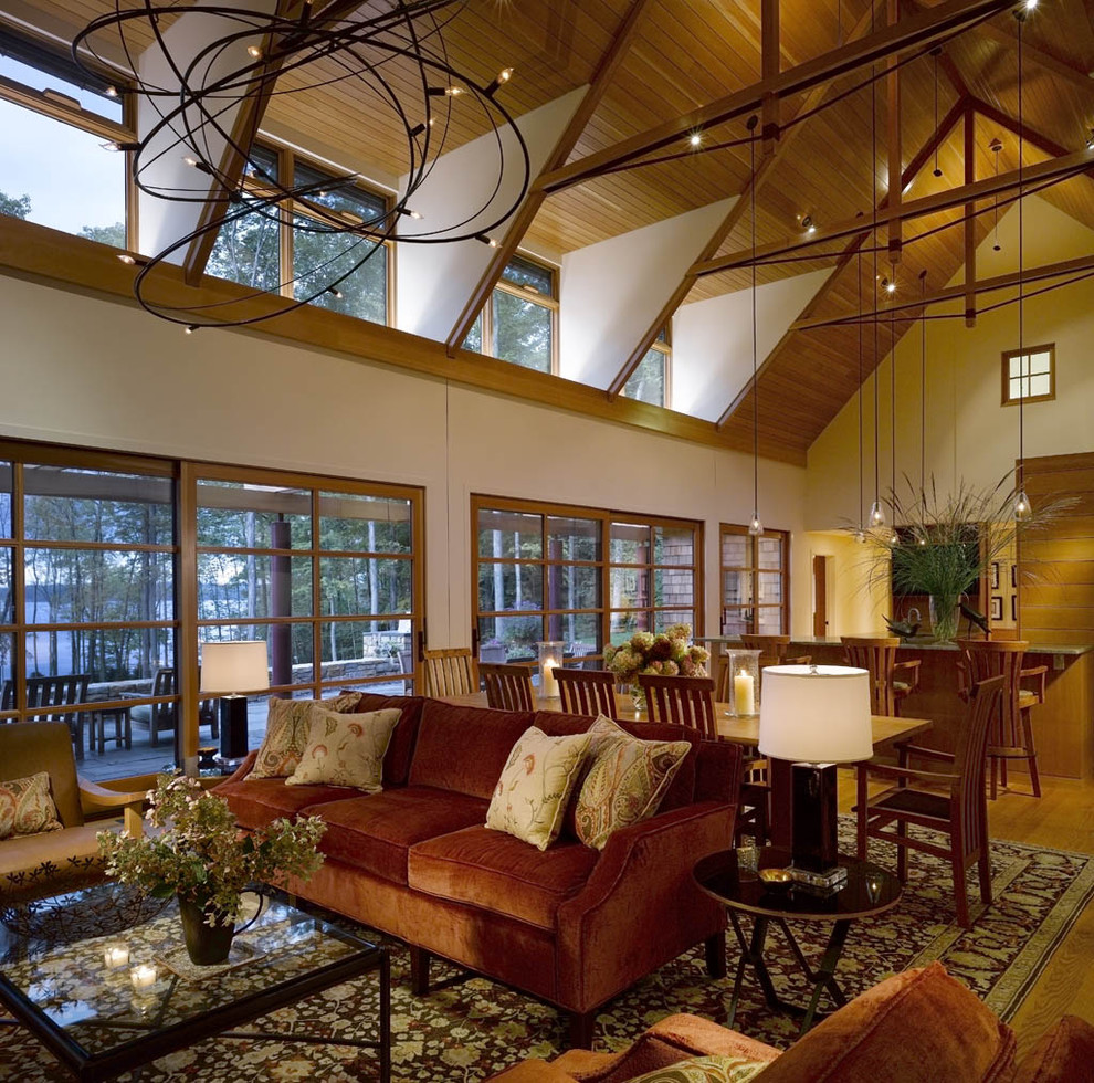 Mullioned Windows for Rustic Living Room with Vermont Interior Designer