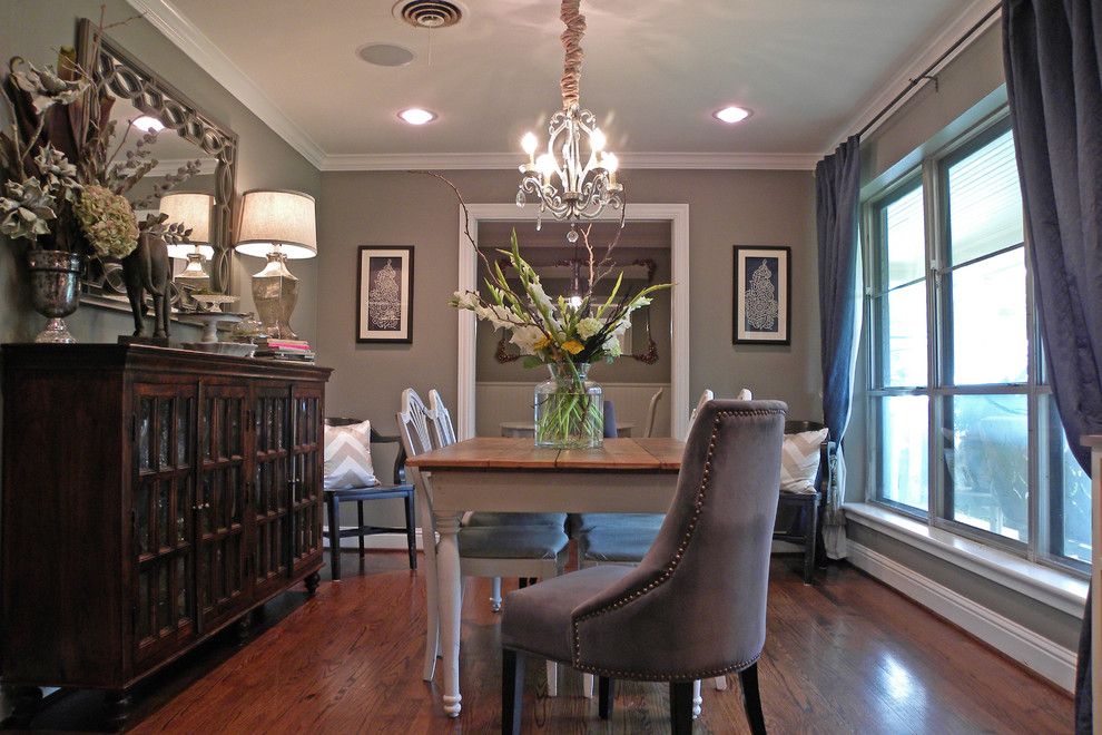 Nadeau Dallas for Traditional Dining Room with Shabby Chic Gray Walls