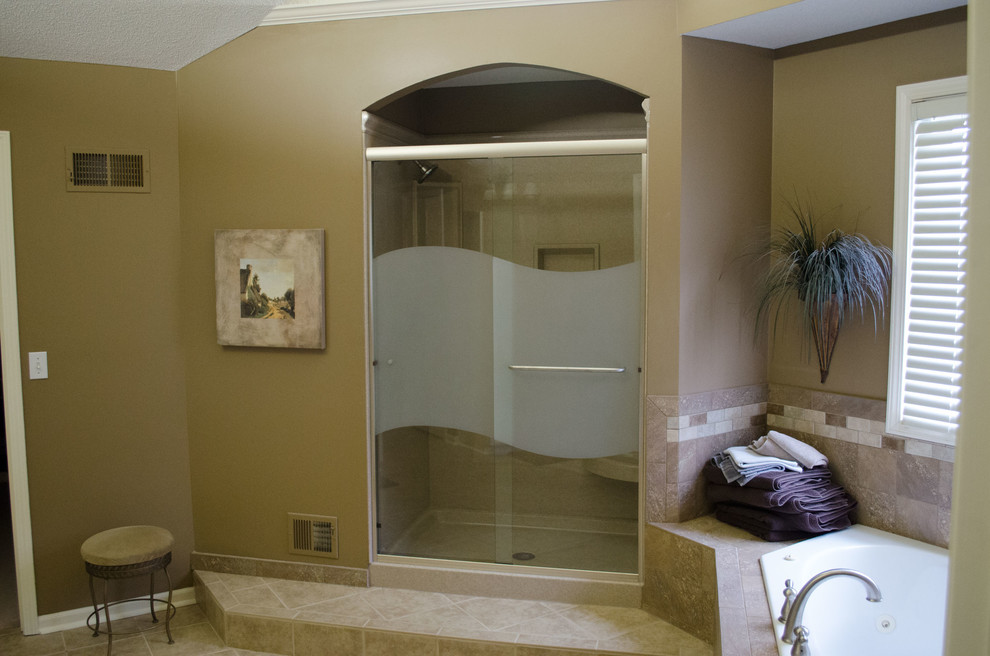 Olathe Glass for Mediterranean Bathroom with Shower Shelves