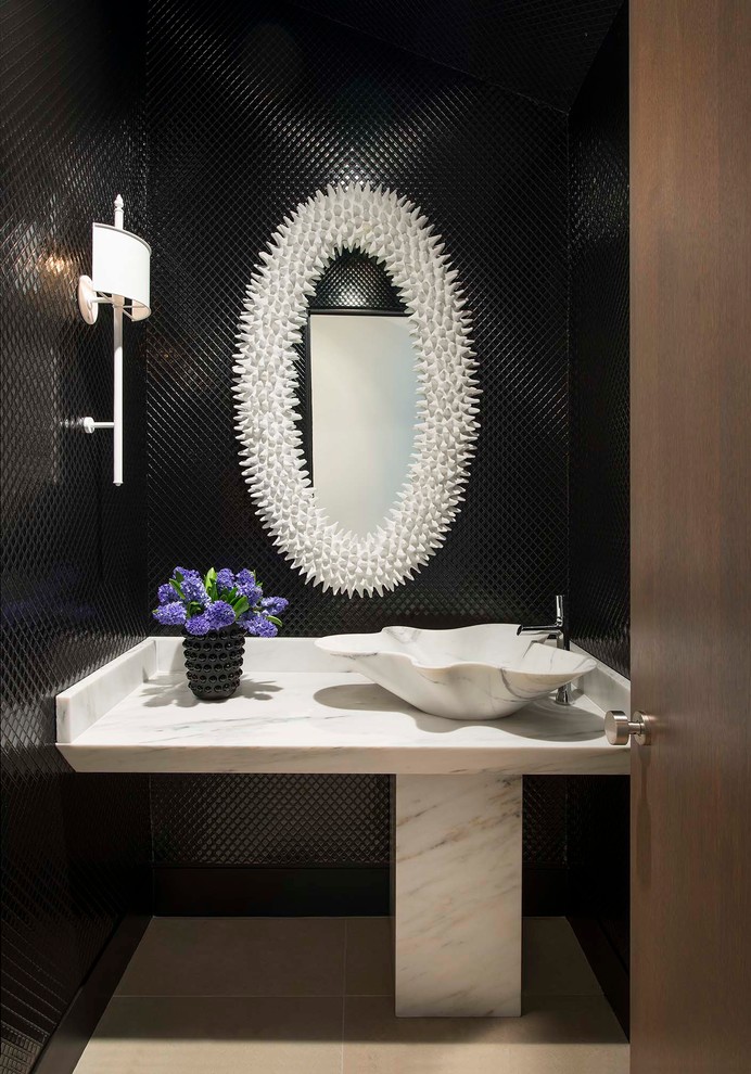 Phillip Jeffries for Contemporary Powder Room with Mirror