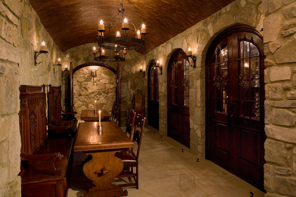 Ridgewood Theater for Traditional Wine Cellar with Floor Pattern