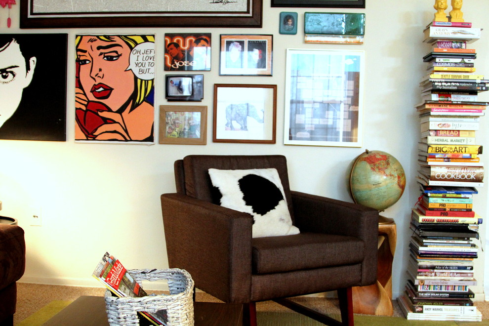 Roy Lichtenstein Drowning Girl for Eclectic Family Room with Gallery Wall