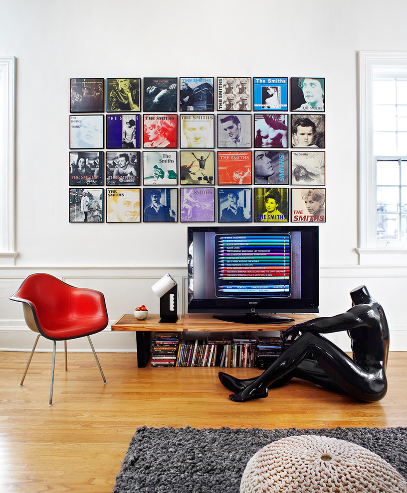 Space Oddity Album for Contemporary Family Room with Wood Bench