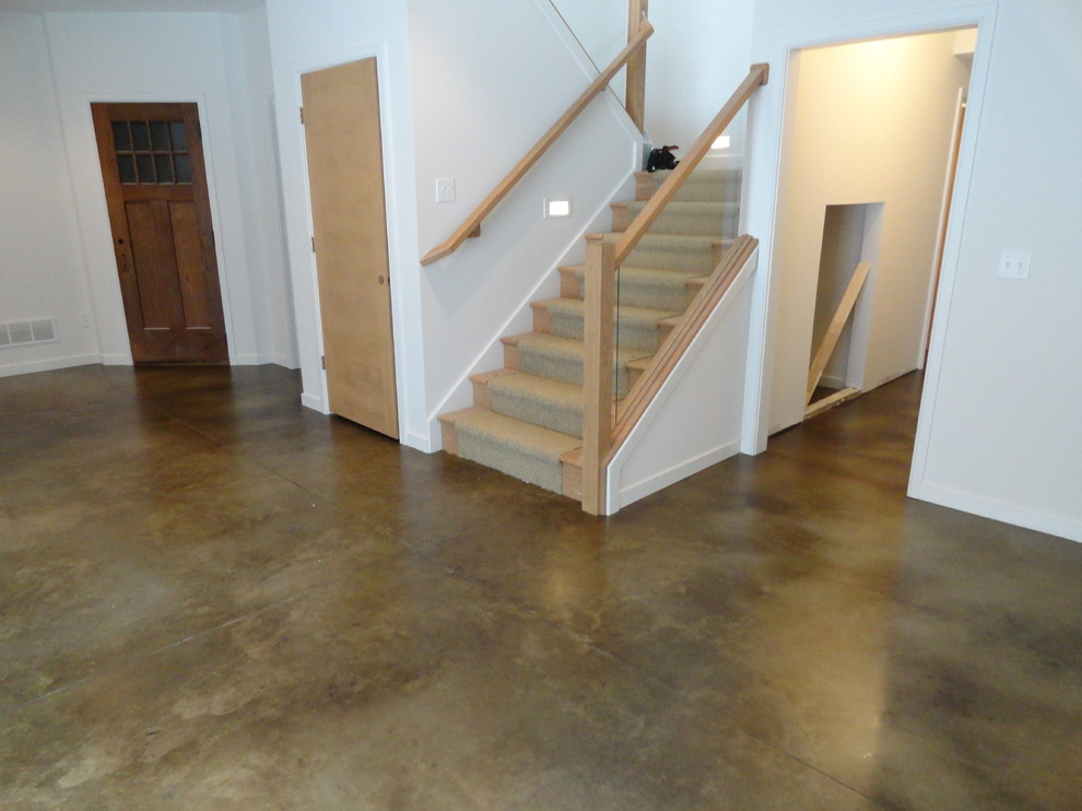 Stained Concrete Floors for Traditional Basement with Stained Concrete