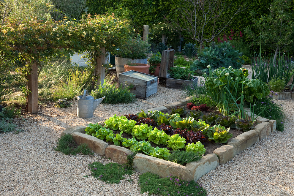 Vegetable Garden Layout for Mediterranean Landscape with Santa Barbara Style