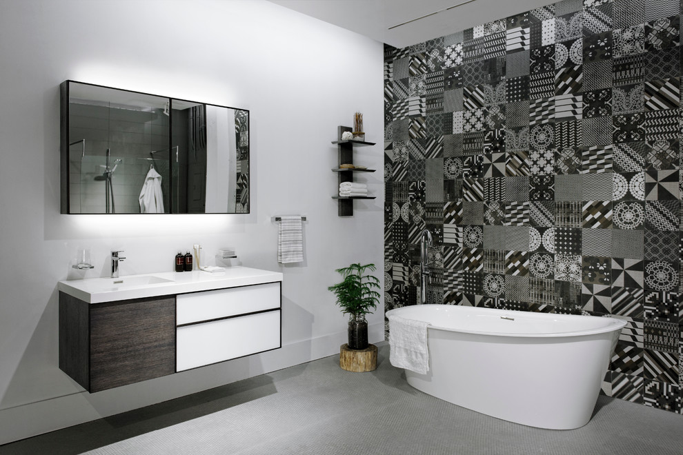 Wetstyle for Contemporary Bathroom with Dark Wood Bathroom Vanity